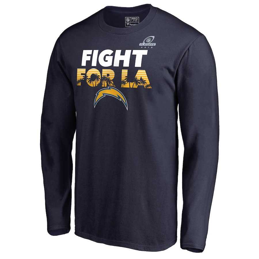 Men's Chargers Navy 2018 NFL Playoffs Fight For LA Long Sleeve T-Shirt,We sell and wholesale Men's Chargers Navy 2018 NFL Playoffs Fight For LA Long Sleeve T-Shirt on line form chian!